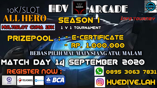 turnamen ml mlbb mole mobile legends september 2020 huedive arcade season 1 1vs logo