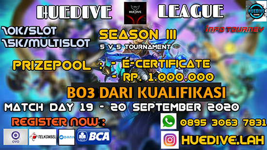 turnamen ml mlbb mole mobile legends september 2020 huedive league season 3 logo