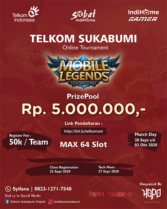 turnamen ml mlbb mole mobile legends september 2020 telkom sukabumi poster