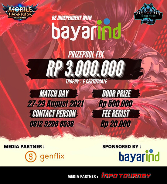 turnamen ml mlbb mole mobile legends agustus 2021 be independent with bayarind poster