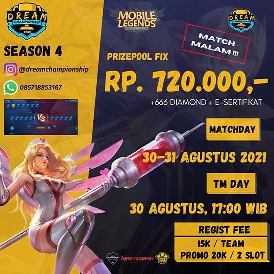 turnamen ml mlbb mole mobile legends agustus 2021 dream championship season 4 poster