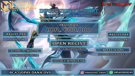 turnamen ml mlbb mole mobile legends agustus 2021 infotourney esport season 16 logo