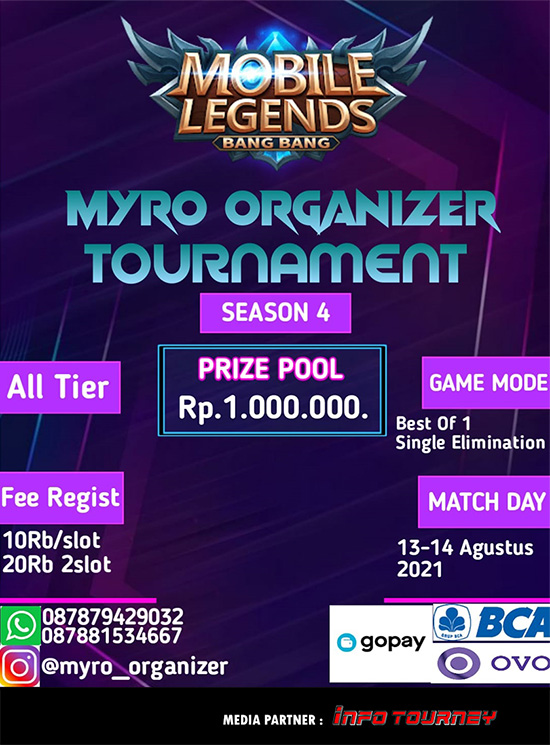 turnamen ml mlbb mole mobile legends agustus 2021 myro organizer season 4 poster 1