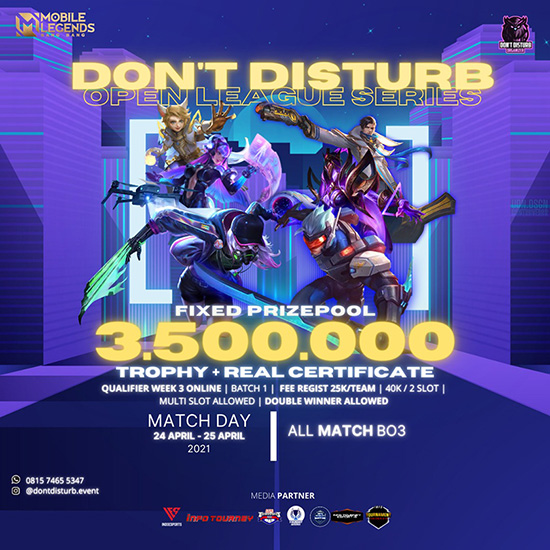 turnamen ml mlbb mole mobile legends april 2021 dont disturb league season 1 week 3 poster