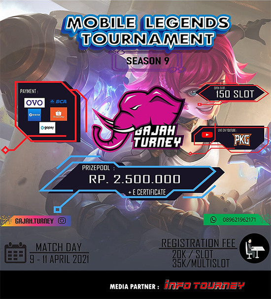 turnamen ml mlbb mole mobile legends april 2021 gajah turney season 9 poster