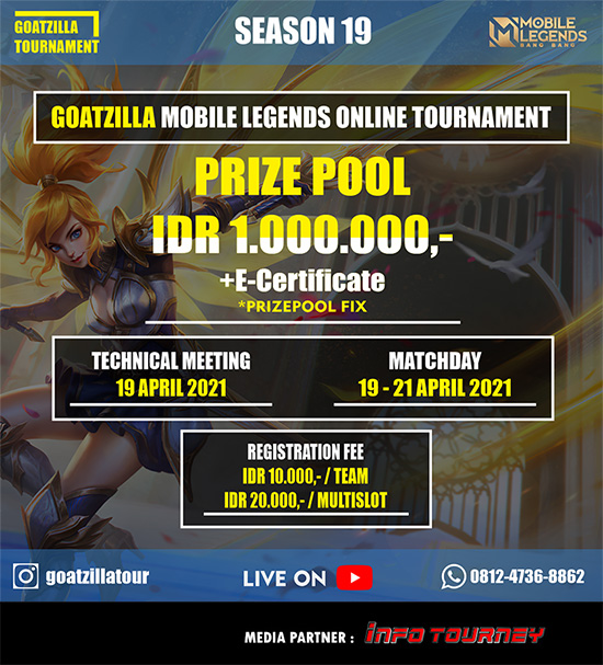 turnamen ml mlbb mole mobile legends april 2021 goatzilla season 19 poster