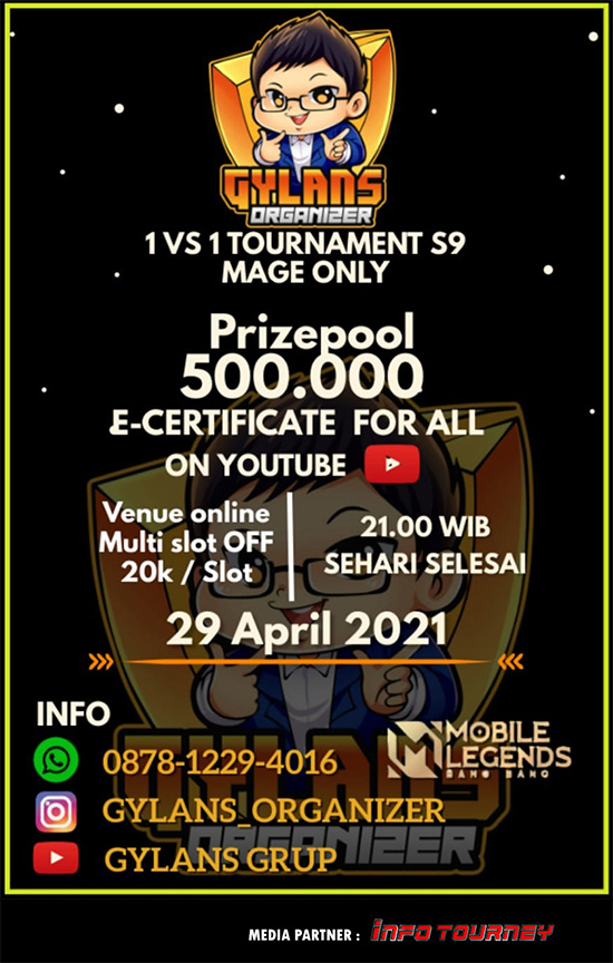 turnamen ml mlbb mole mobile legends april 2021 gylans 1vs1 season 9 poster