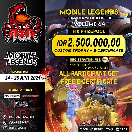 turnamen ml mlbb mole mobile legends april 2021 rxr season 64 week 3 poster