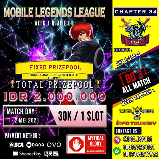 turnamen ml mlbb mole mobile legends mei 2021 dgx esport season 34 poster