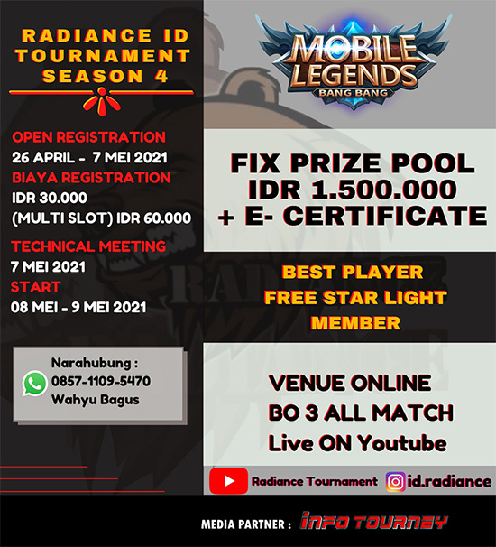 turnamen ml mlbb mole mobile legends mei 2021 radiance id season 4 poster