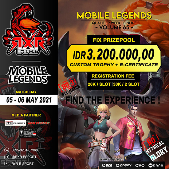 turnamen ml mlbb mole mobile legends mei 2021 rxr season 65 week 1 poster
