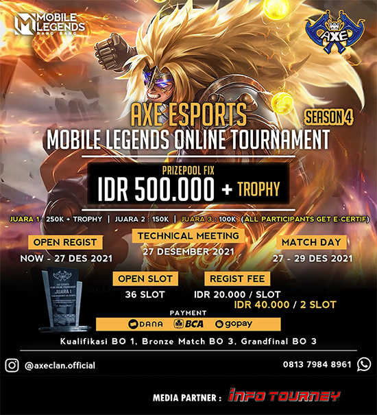 turnamen ml mlbb mole mobile legends desember 2021 axe esports season 4 poster