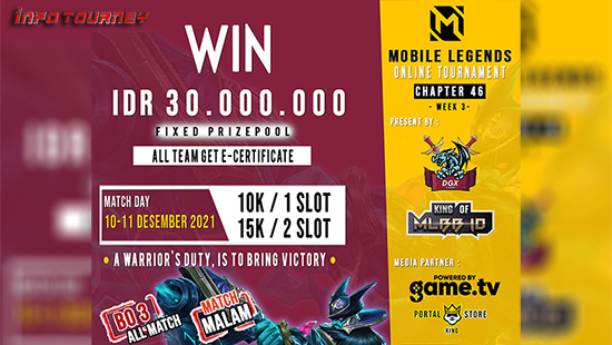 turnamen ml mlbb mole mobile legends desember 2021 dgx esport x king of mlbb 46 week 3 logo
