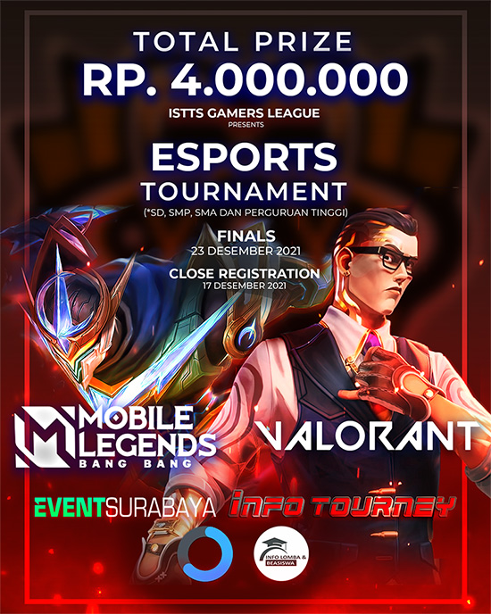 turnamen ml mlbb mole mobile legends desember 2021 istts gamers league poster
