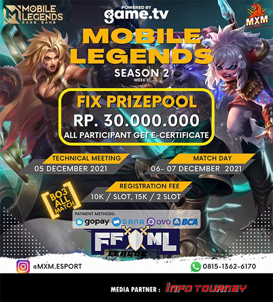 turnamen ml mlbb mole mobile legends desember 2021 king of mlbb x mxm esport season 2 week 2 poster