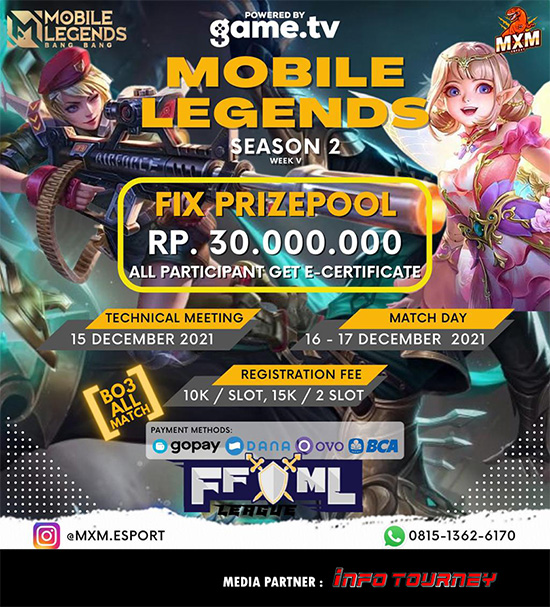 turnamen ml mlbb mole mobile legends desember 2021 king of mlbb x mxm esport season 2 week 5 poster