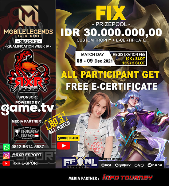 turnamen ml mlbb mole mobile legends desember 2021 king of mlbb x rxr esport season 2 week 4 poster