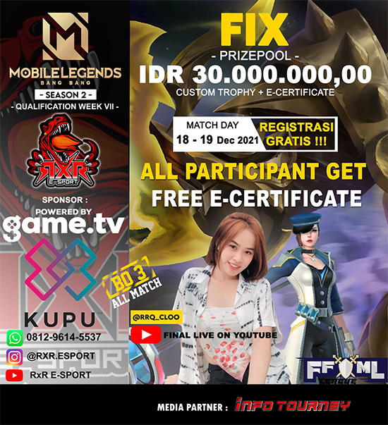 turnamen ml mlbb mole mobile legends desember 2021 king of mlbb x rxr esport season 2 week 7 poster