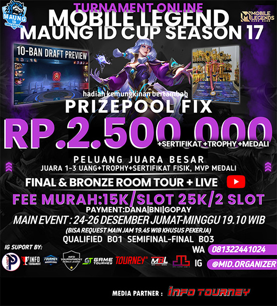 turnamen ml mlbb mole mobile legends desember 2021 maung id cup season 17 poster