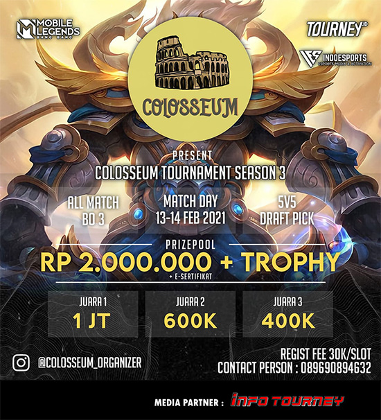 turnamen ml mlbb mole mobile legends februari 2021 colosseum organizer season 3 poster