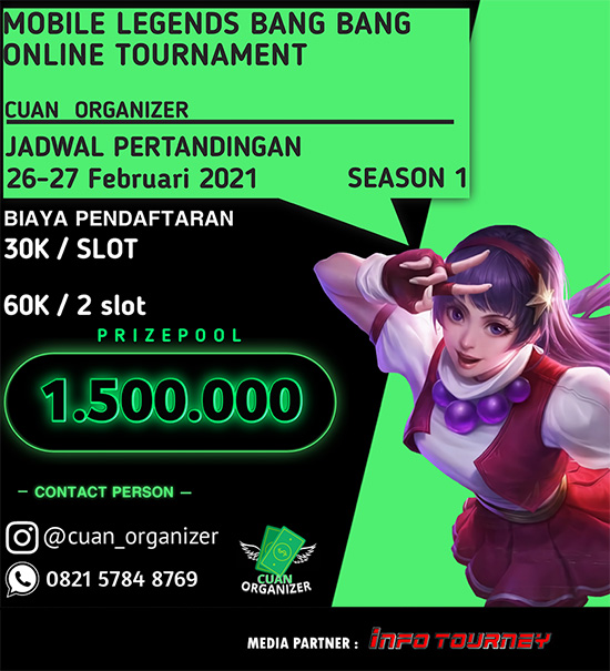 turnamen ml mlbb mole mobile legends februari 2021 cuan organizer season 1 poster