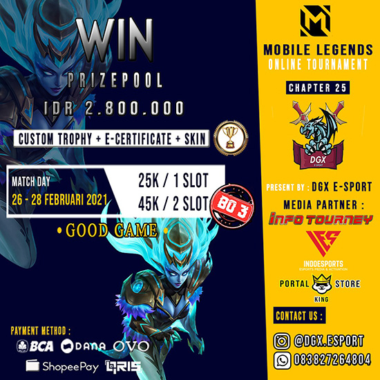 turnamen ml mlbb mole mobile legends februari 2021 dgx esport chapter 25 poster