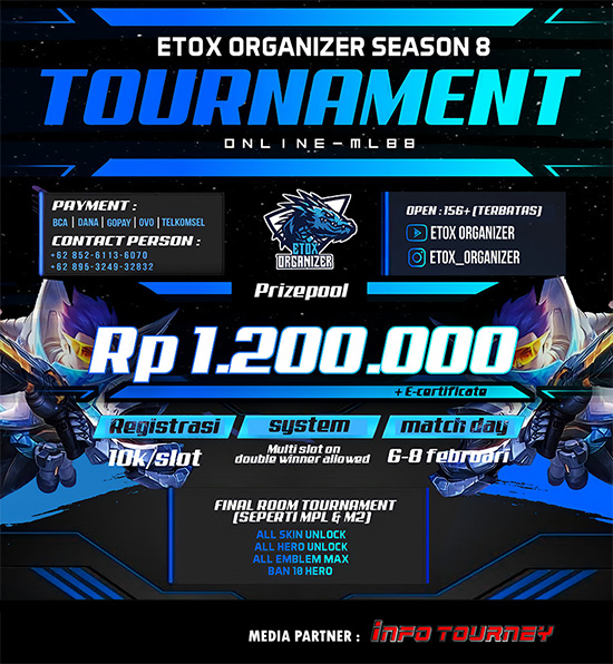 turnamen ml mlbb mole mobile legends februari 2021 etox organizer season 8 poster
