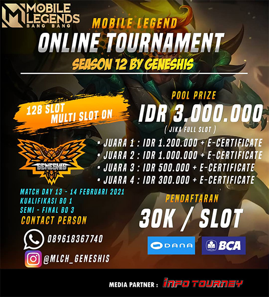 turnamen ml mlbb mole mobile legends februari 2021 geneshis esports season 12 poster