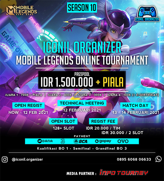 turnamen ml mlbb mole mobile legends februari 2021 iconil organizer season 10 poster
