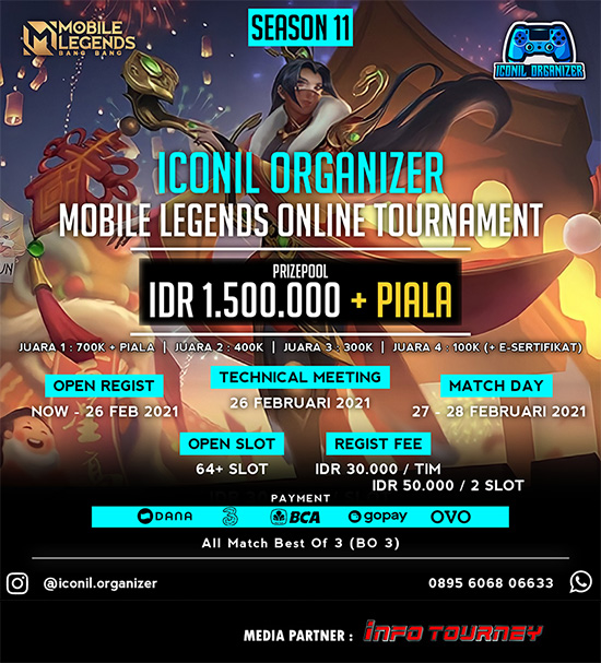 turnamen ml mlbb mole mobile legends februari 2021 iconil organizer season 11 poster