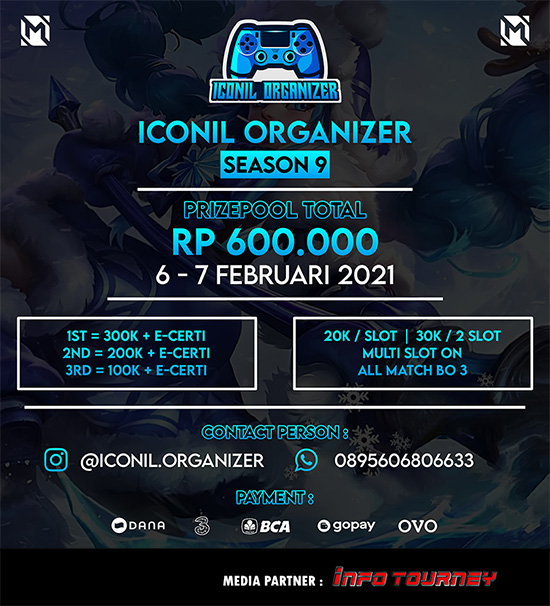 turnamen ml mlbb mole mobile legends februari 2021 iconil organizer season 9 poster