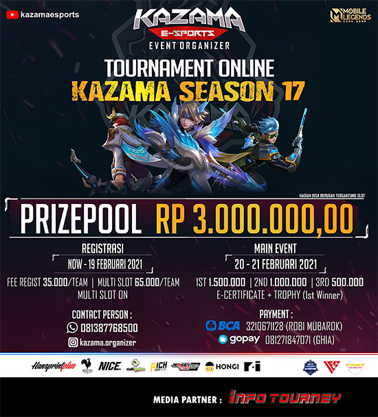 turnamen ml mlbb mole mobile legends februari 2021 kazama season 17 poster