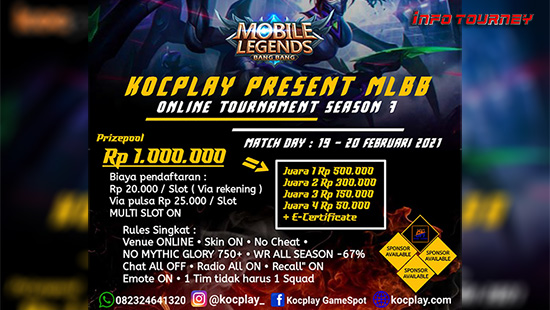 turnamen ml mlbb mole mobile legends februari 2021 kocplay season 7 logo