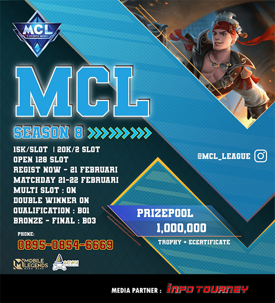 turnamen ml mlbb mole mobile legends februari 2021 mcl season 8 poster