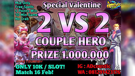 turnamen ml mlbb mole mobile legends februari 2021 noobler special valentine 2vs2 couple heroes logo 2