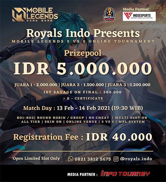 turnamen ml mlbb mole mobile legends februari 2021 royals indo gold season 9 poster