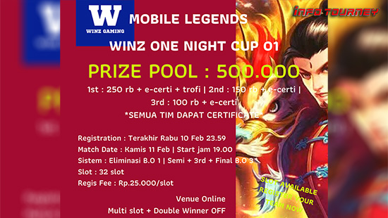turnamen ml mlbb mole mobile legends februari 2021 winz one night cup 01 logo