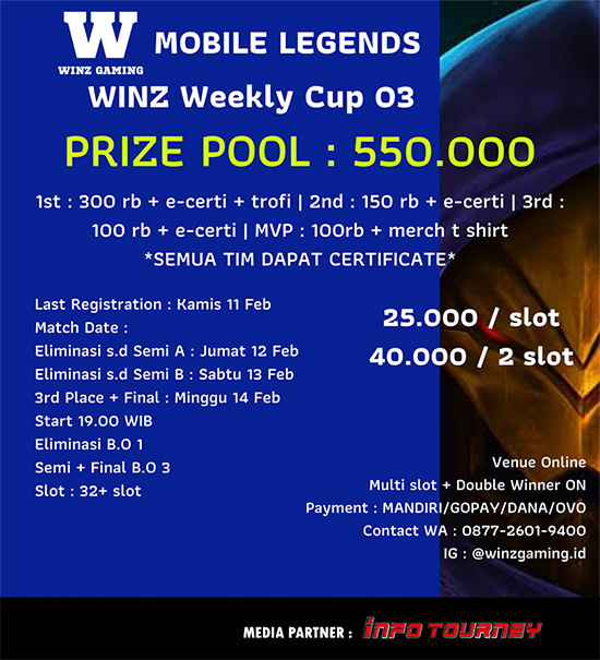 turnamen ml mlbb mole mobile legends februari 2021 winz weekly cup 03 poster