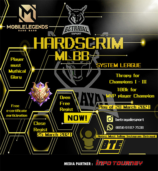 turnamen ml mlbb mole mobile legends maret 2021 betrayal esport hardscrim poster