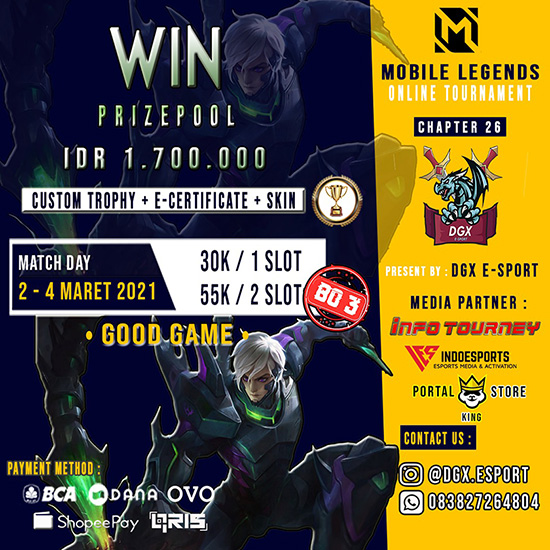 turnamen ml mlbb mole mobile legends maret 2021 dgx esport chapter 26 poster