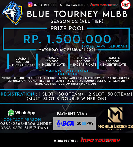 turnamen ml mlbb mole mobile legends februari 2021 blue tourney season 2 poster