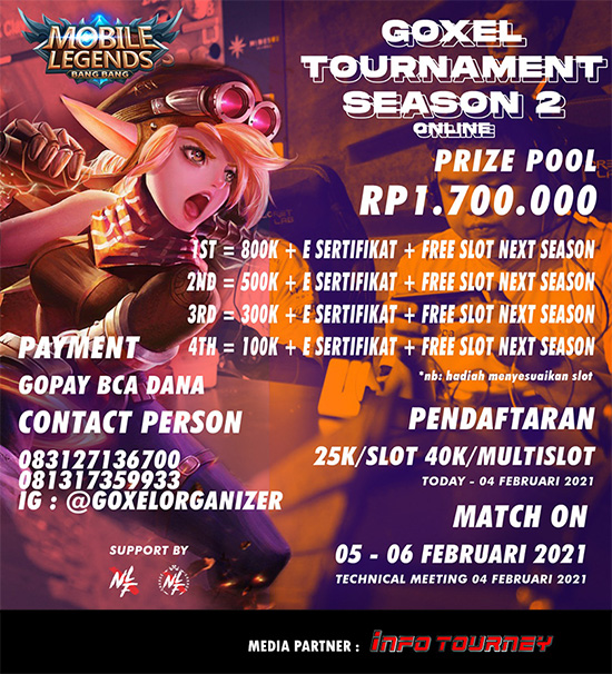 turnamen ml mlbb mole mobile legends februari 2021 goxel organizer season 2 poster