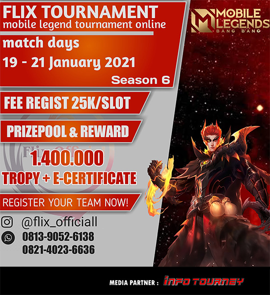 turnamen ml mlbb mole mobile legends januari 2021 flix season 6 poster