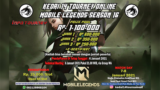 turnamen ml mlbb mole mobile legends januari 2021 kedai 14 season 16 logo