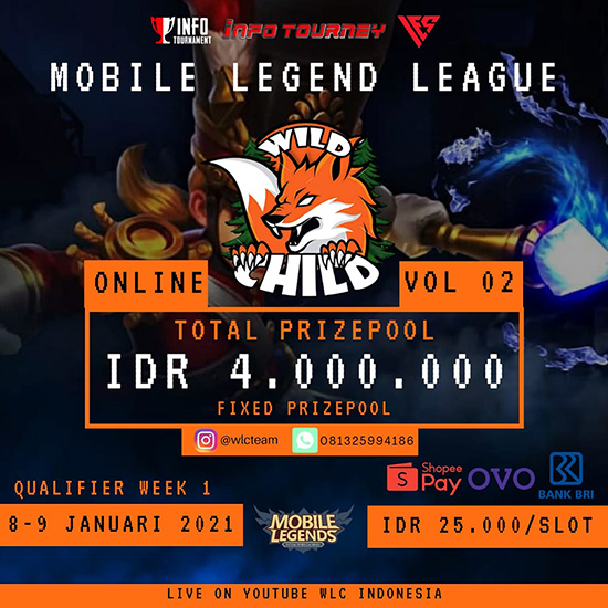 turnamen ml mlbb mole mobile legends januari 2021 wild child season 2 week 1 poster