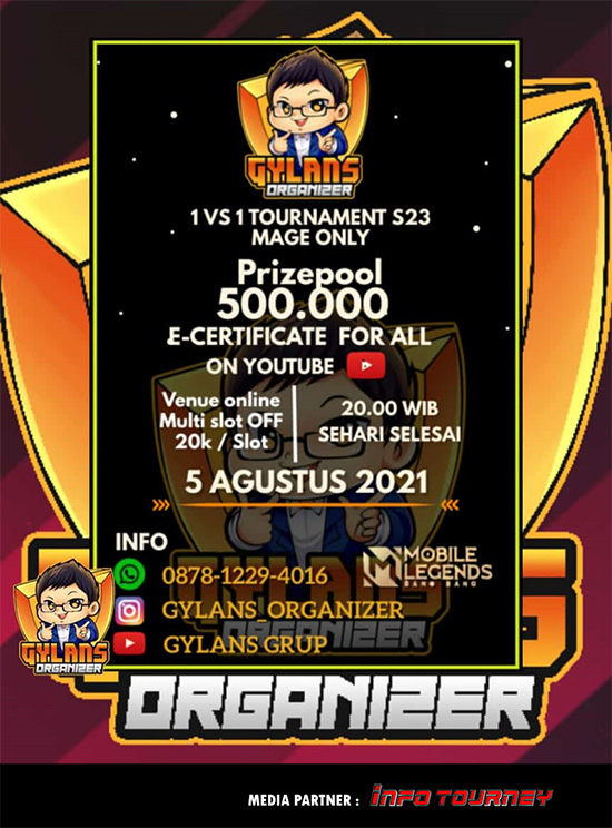 turnamen ml mlbb mole mobile legends agustus 2021 gylans 1vs1 season 23 poster