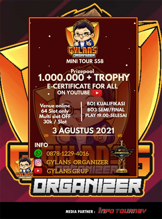 turnamen ml mlbb mole mobile legends agustus 2021 gylans mini season 58 poster