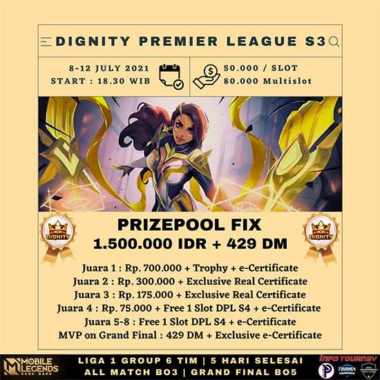 turnamen ml mlbb mole mobile legends juli 2021 dignity premier league season 3 poster