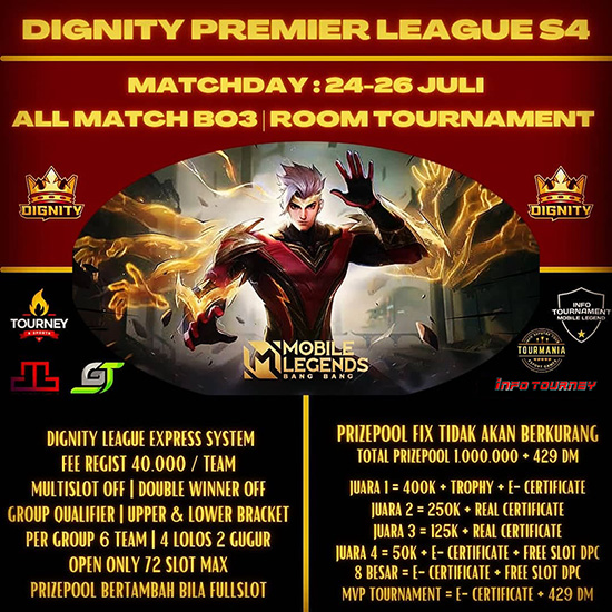 turnamen ml mlbb mole mobile legends juli 2021 dignity premier league season 4 poster