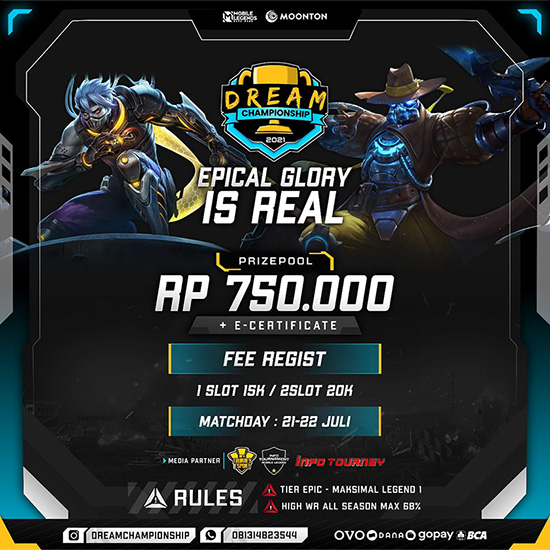 turnamen ml mlbb mole mobile legends juli 2021 dream championship poster